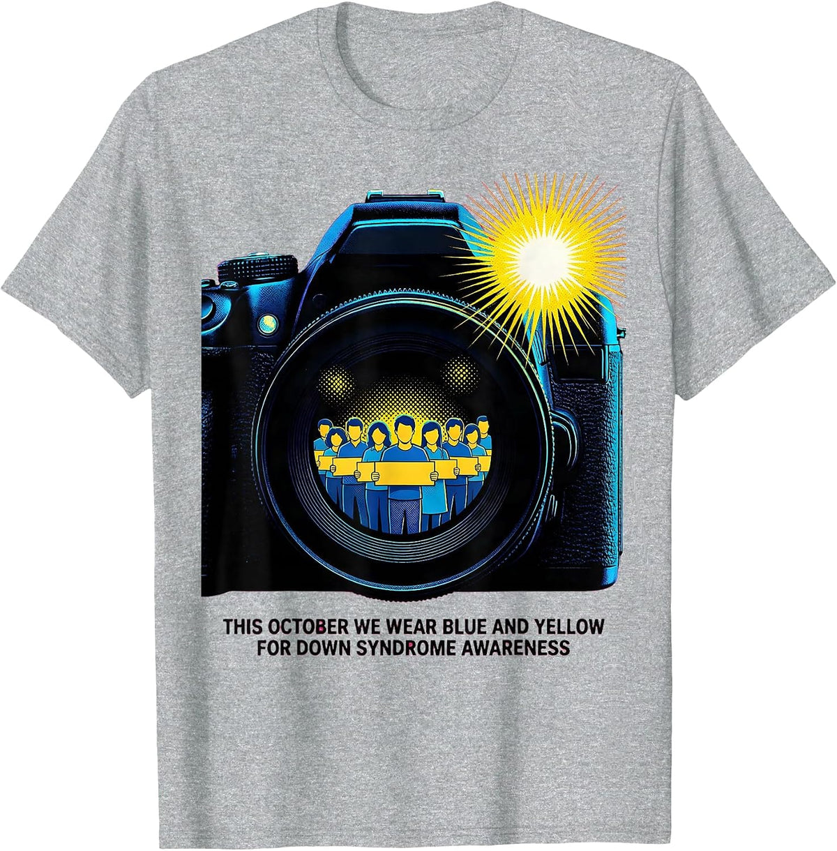 Men's This October We Wear Blue And Yellow Down Syndrome Awareness T-Shirt - Heather Grey