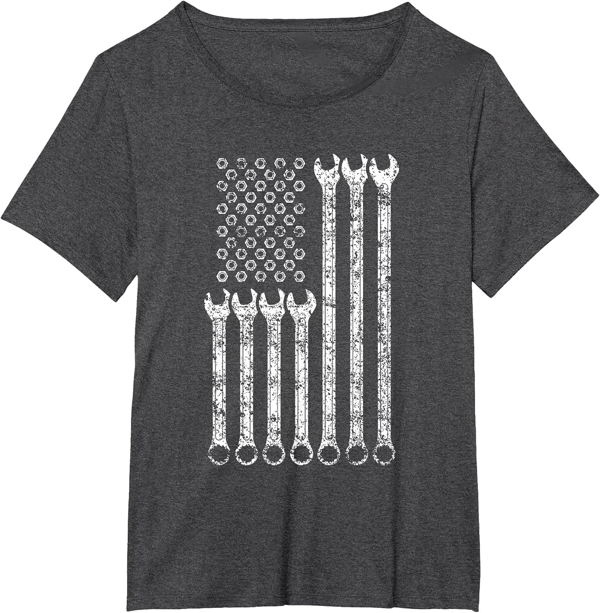 Flag USA Wrench for Men Tool Mechanic T-Shirt - Dark Heather Grey