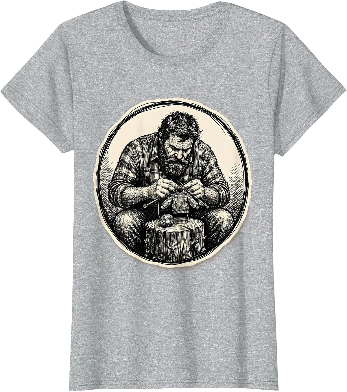 Lumberjack Knitting Funny Outdoorsy Humor Gift T-Shirt - Heather Grey