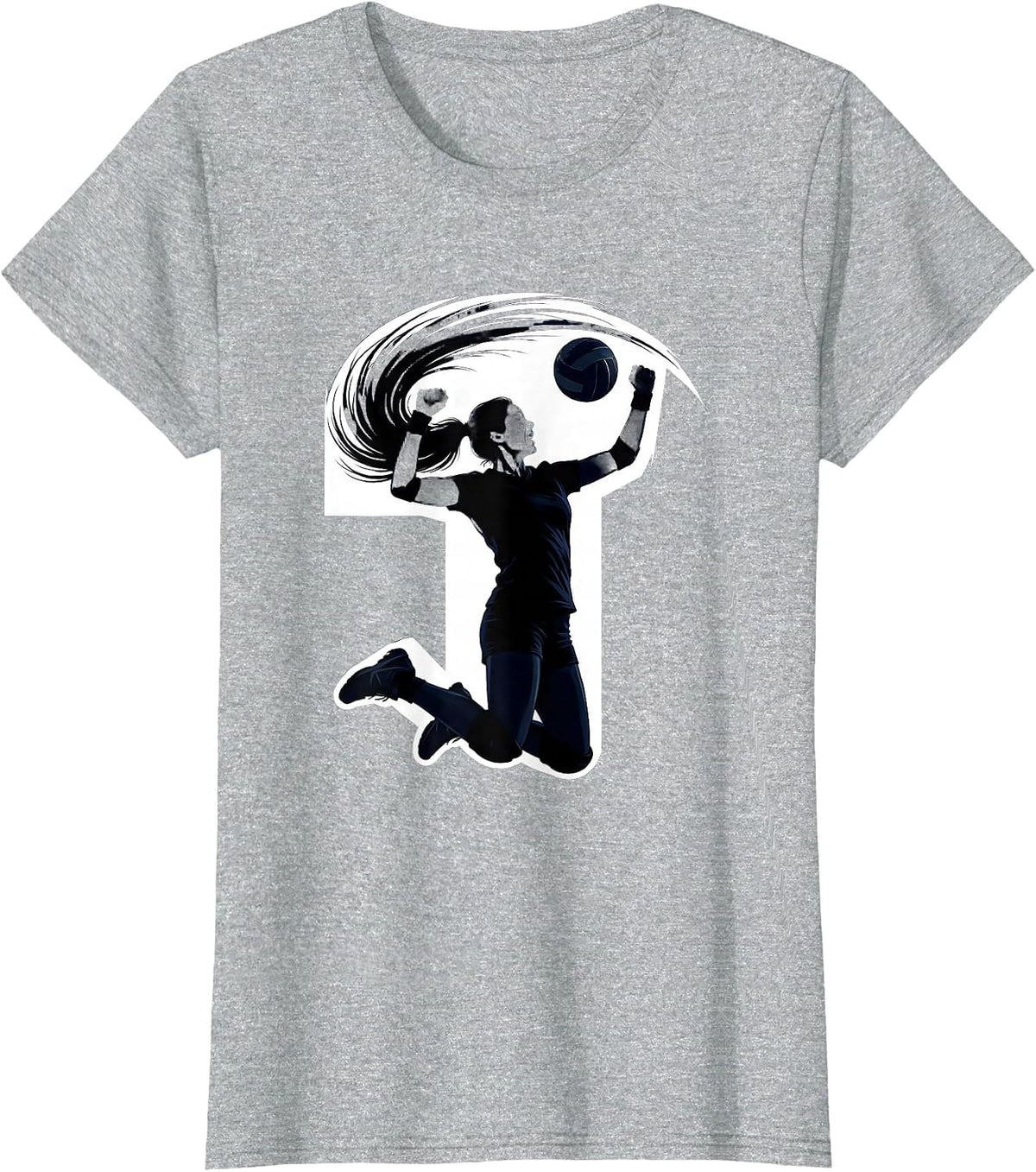 Women's Volleyball Mom Celebration Jump Graphic T-Shirt - Heather Grey