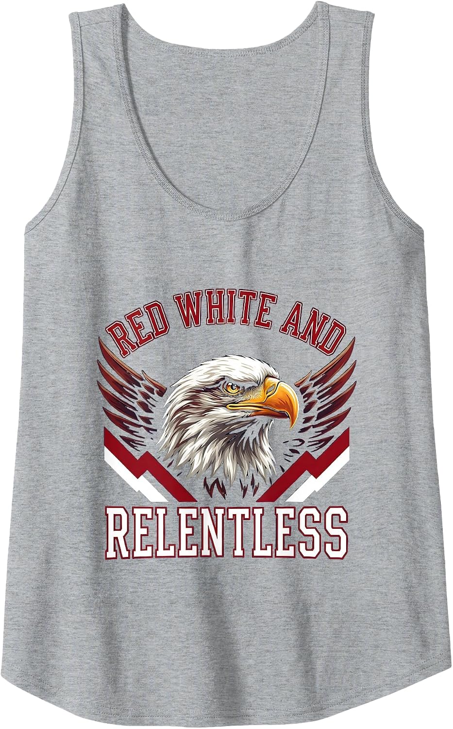 Red White And Relentless Patriotic Bold Design Tank Top - Heather Grey