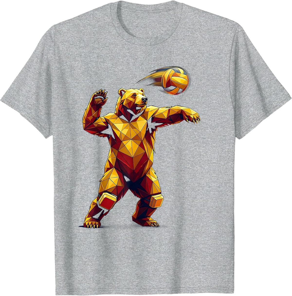 Men's Bear Volleyball Player Knee Pads Serve Graphic T-Shirt - Heather Grey