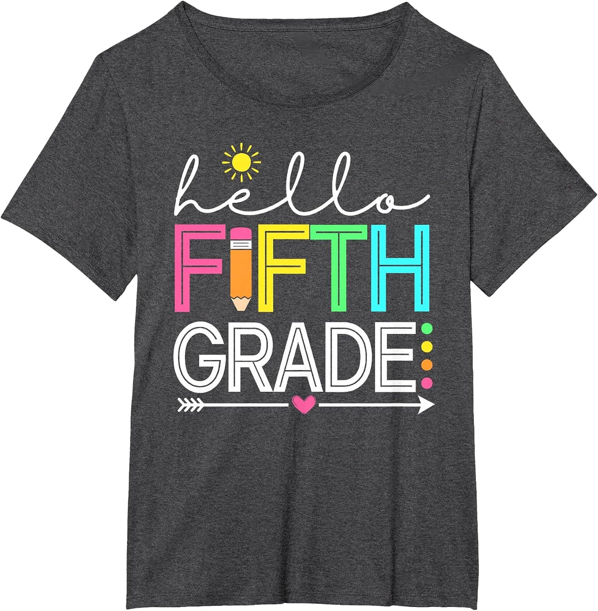 Hello Fifth Grade Teacher Student - 5th Grade Back to School T-Shirt - Dark Heather Grey
