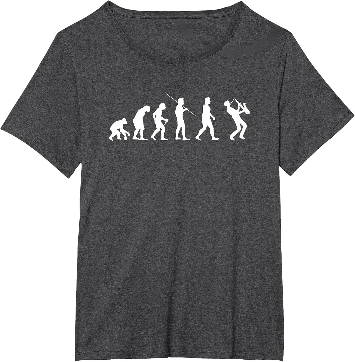 Funny Evolution Saxophone Players Sax Music Men T-Shirt - Dark Heather Grey