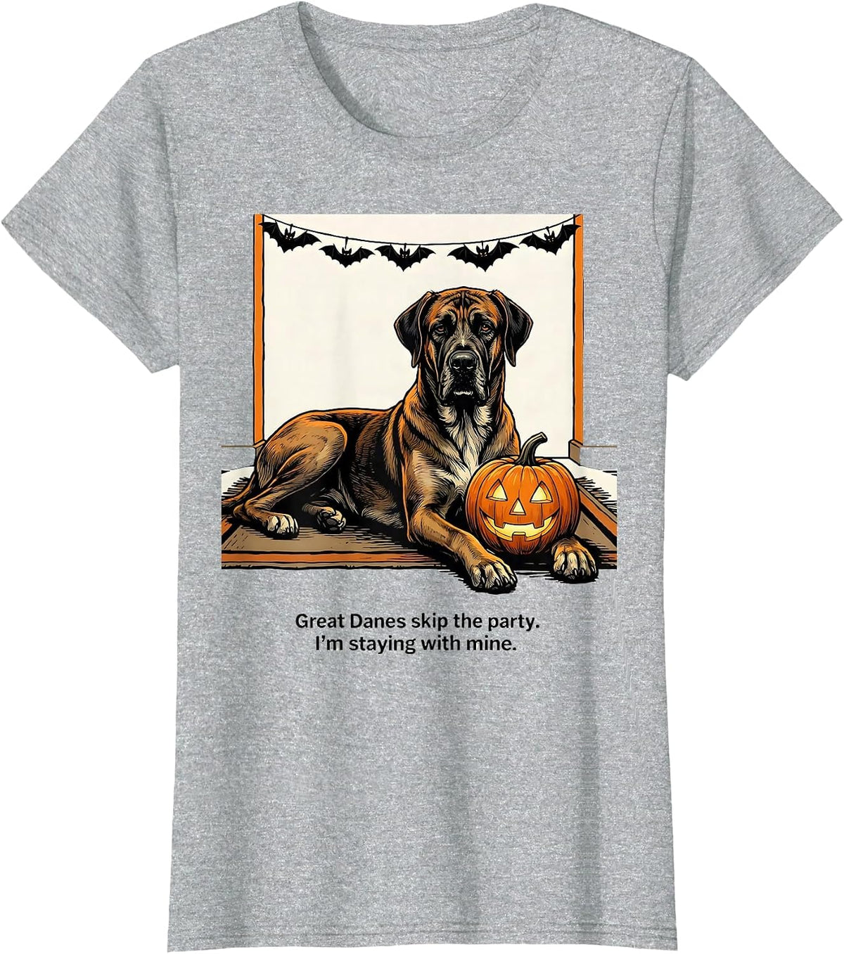 Women's Great Danes skip the party. I'm staying with mine. Funny T-Shirt - Heather Grey