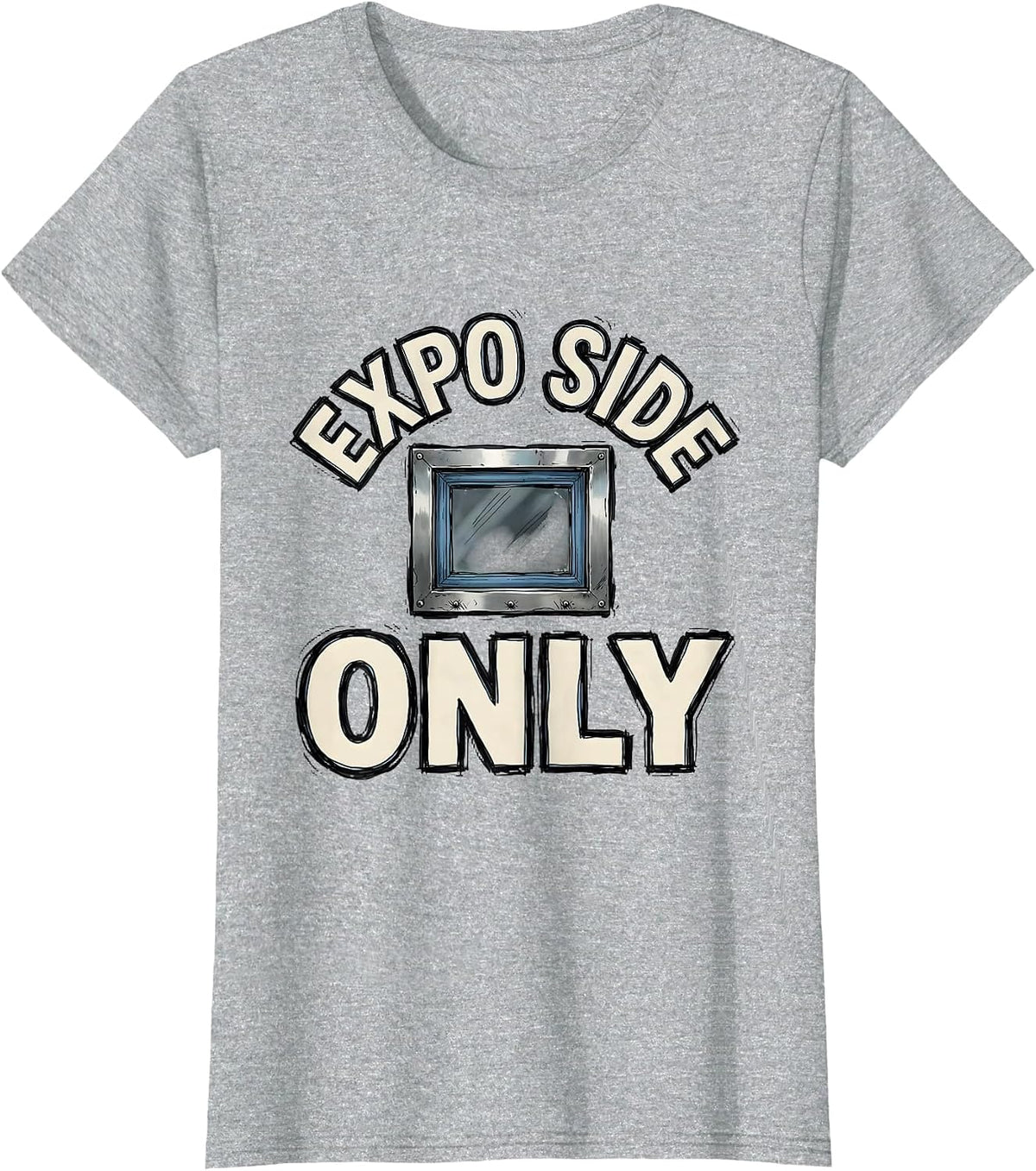 Expo Side Only Funny Chef Kitchen Slang Cook Gift T-Shirt - Heather Grey