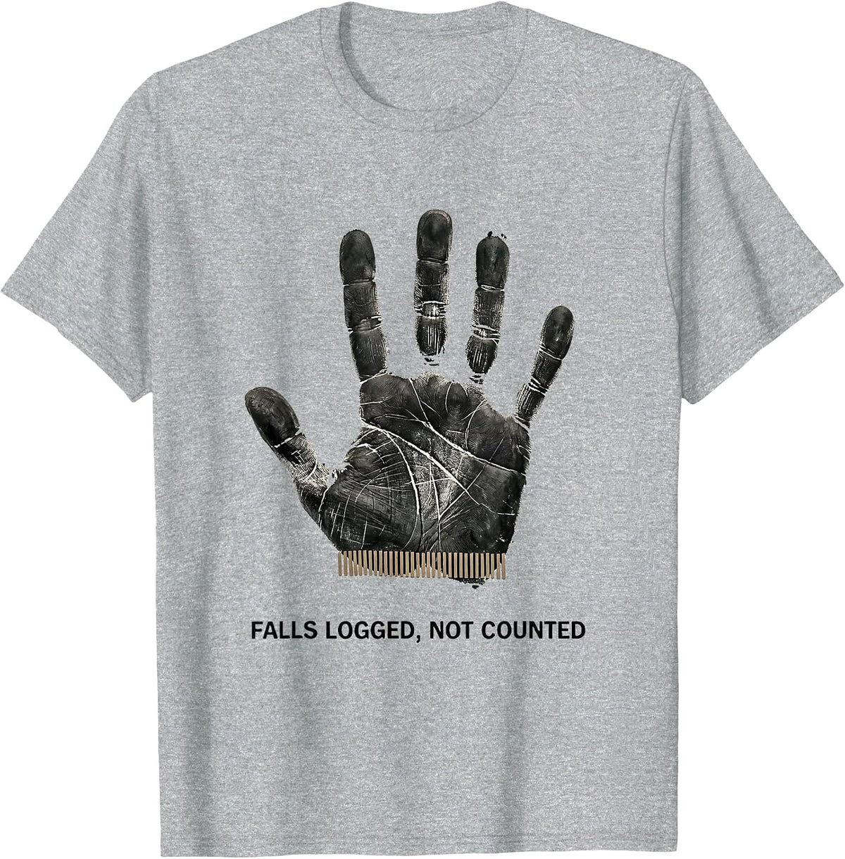 Men's Falls Logged Not Counted Funny Rock Climbing Bouldering T-Shirt - Heather Grey