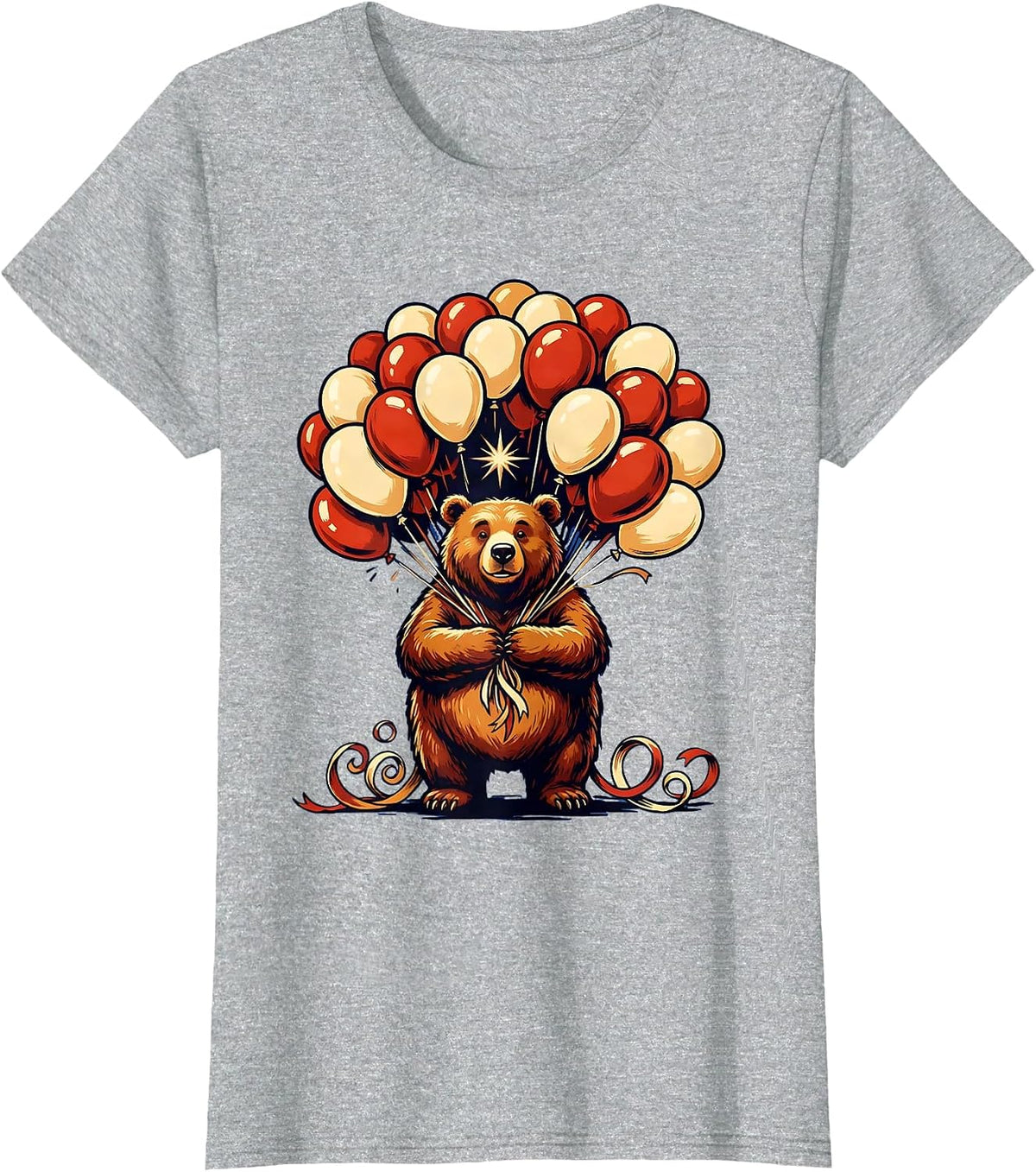 Women's 21st Birthday Bear with Balloon Bouquet T-Shirt - Heather Grey