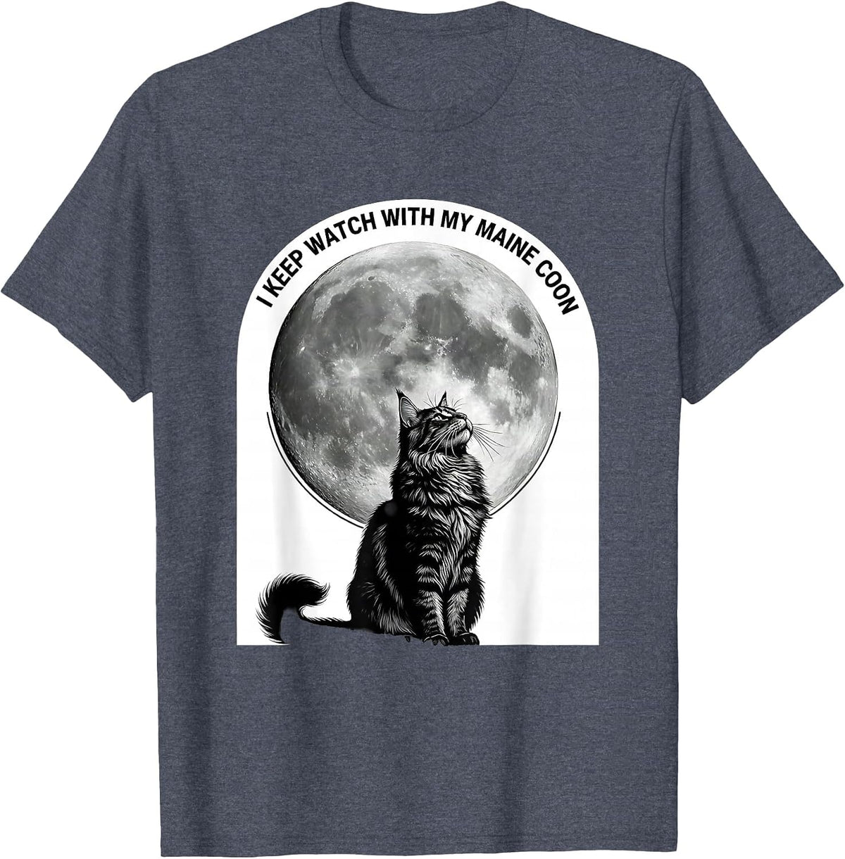 I Keep Watch With My Maine Coon Funny Cat Owner Retro T-Shirt - Heather Blue