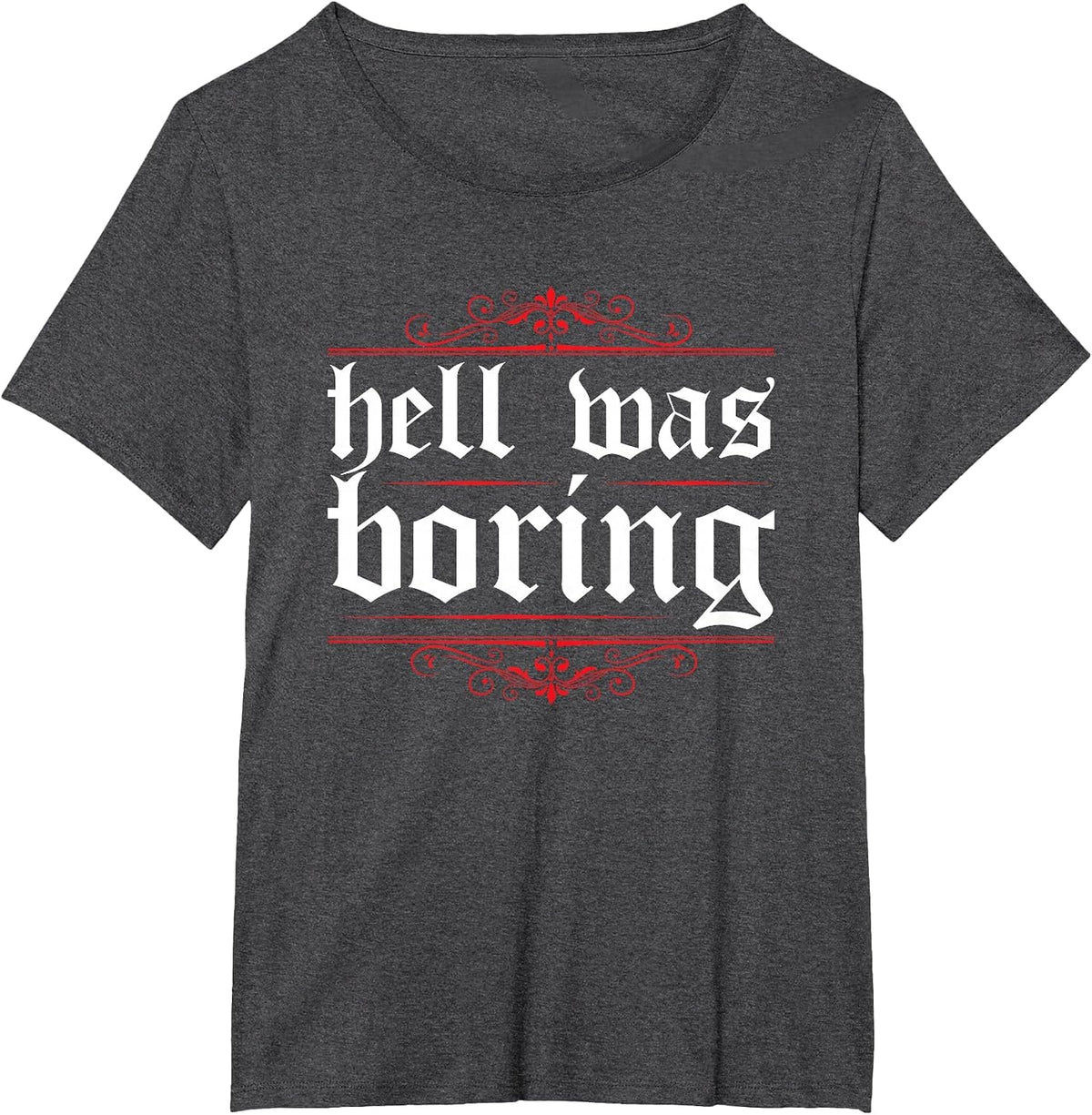 Hell was Boring Devil Soft Grunge Eboy Egirl Aesthetics T-Shirt - Dark Heather Grey