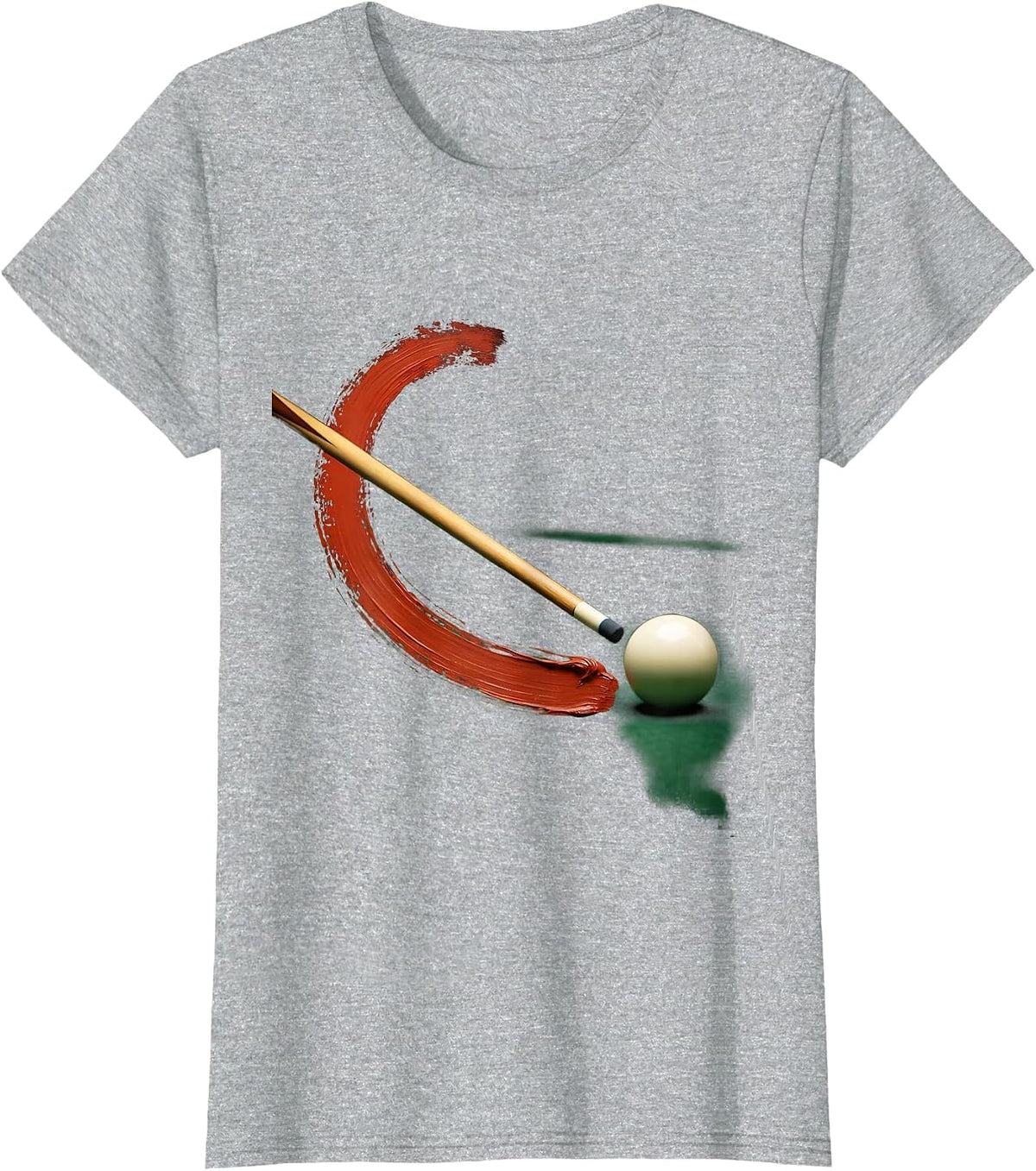 Women's Billiard Cue Stroke Humor Pool Player Novelty T-Shirt - Heather Grey