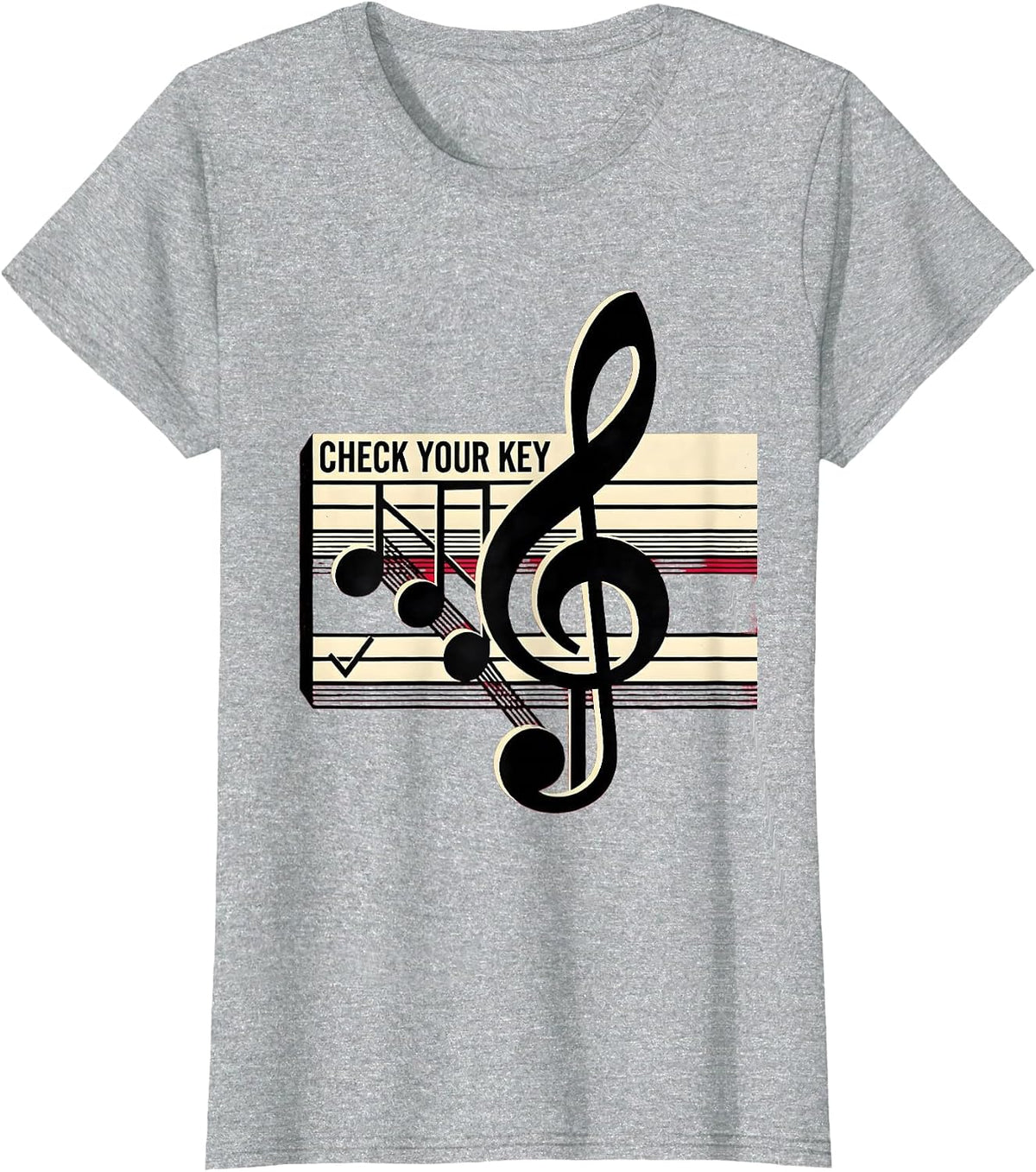 Women's Check Your Key Funny Music Teacher Gift Idea T-Shirt - Heather Grey