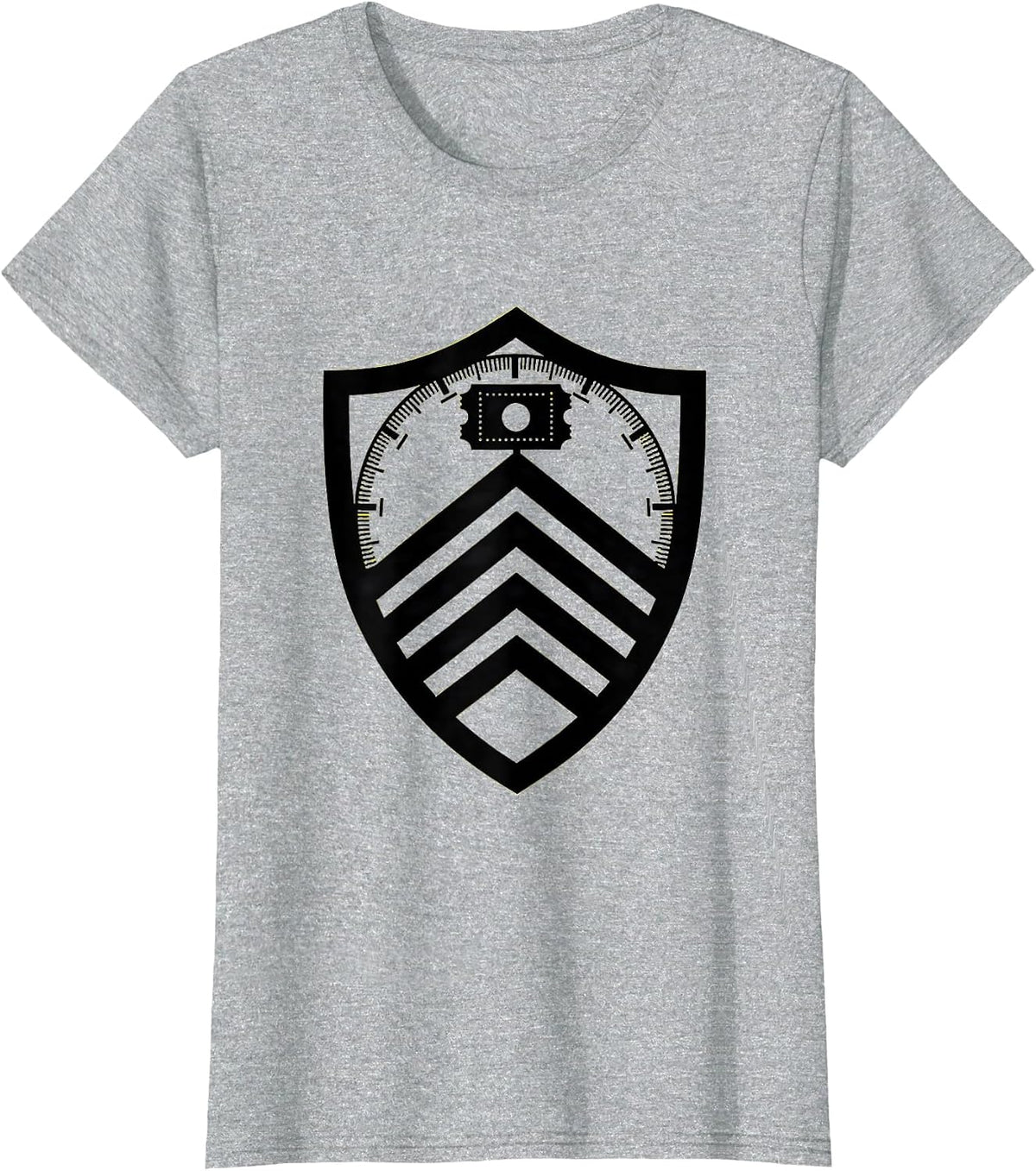 Women's Shield Seal Stencil Graphic Nerds IT Humor T-Shirt - Heather Grey