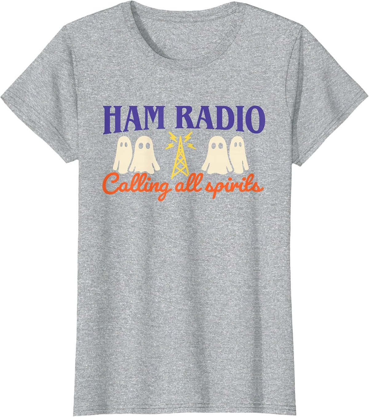 Ham Radio Calling All Spirits Retro Halloween Funny T-Shirt - Heather Grey