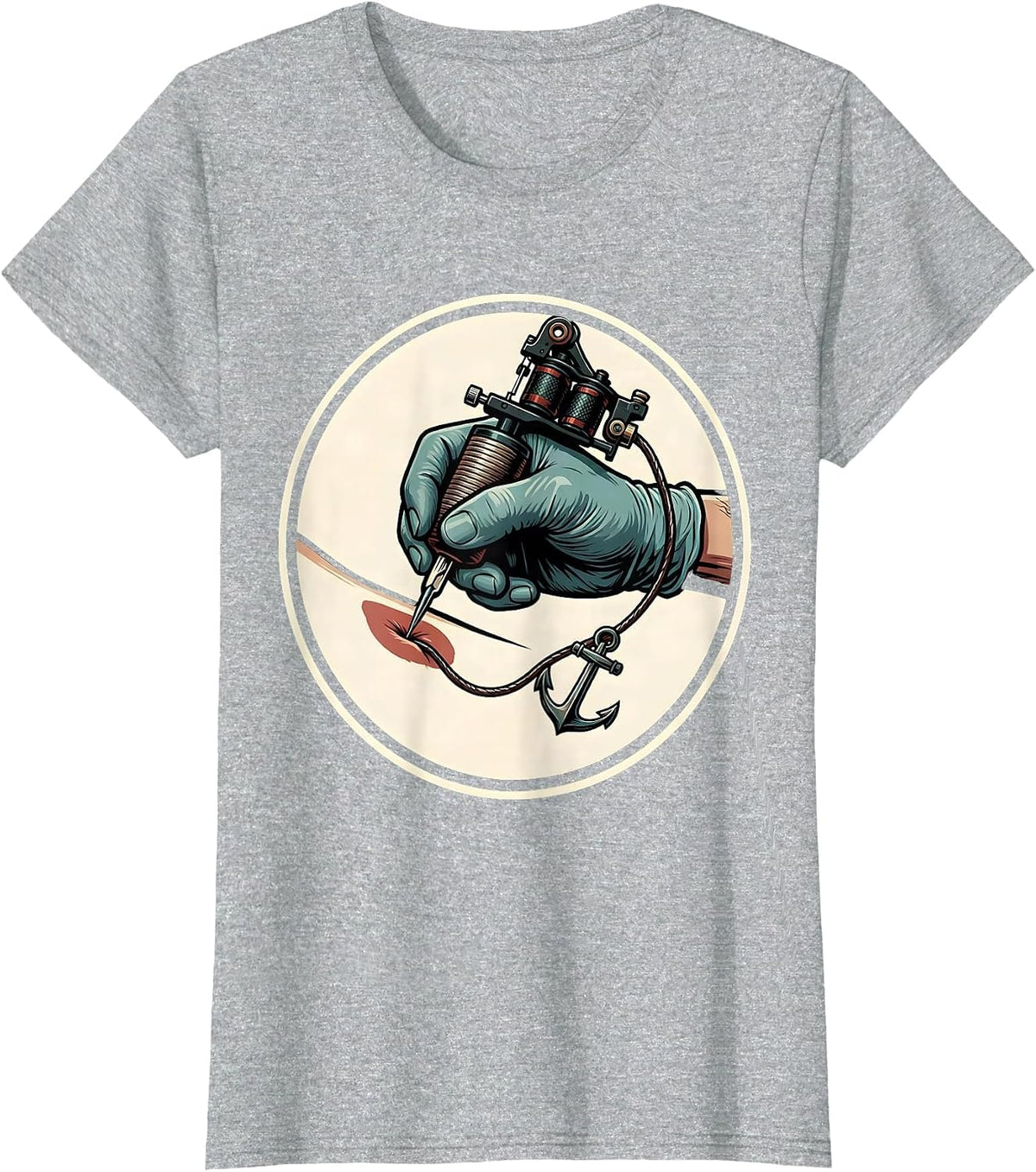 Women's Tattoo Machine Anchor Humor Tattoo Artist Gift T-Shirt - Heather Grey