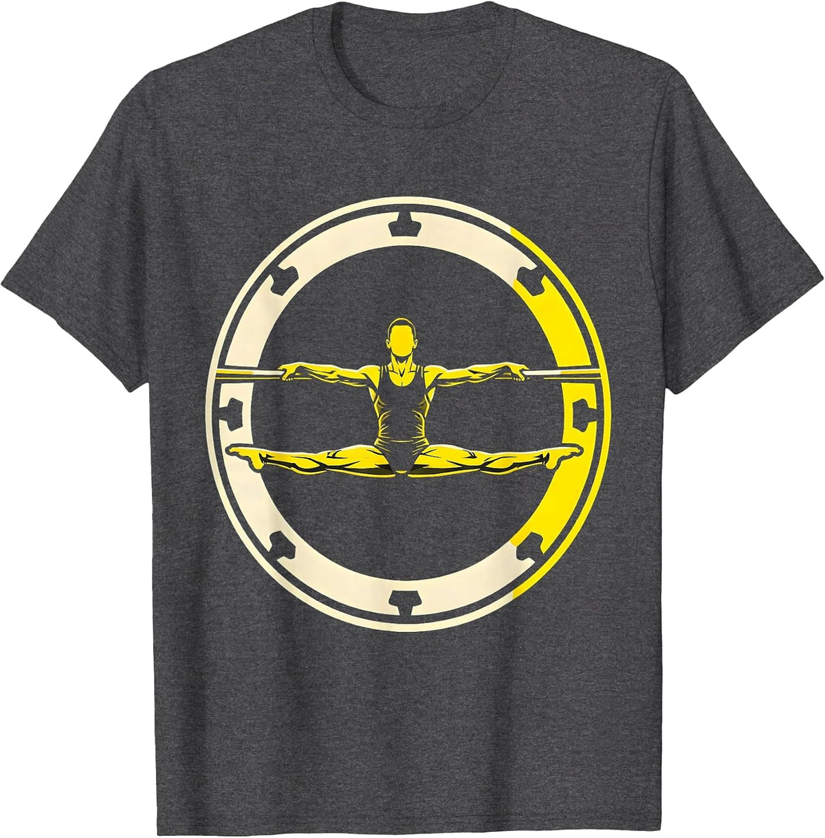 Gymnastics Iron Cross Parallel Bars Illustration T-Shirt - Dark Heather Grey