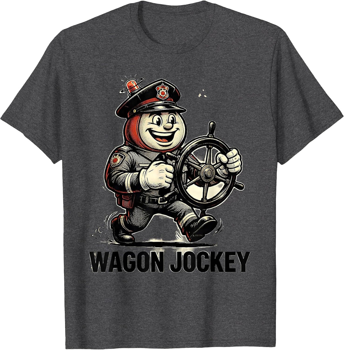 Wagon Jockey Retro Cartoon EMS Paramedic EMT Gift T-Shirt - Dark Heather Grey