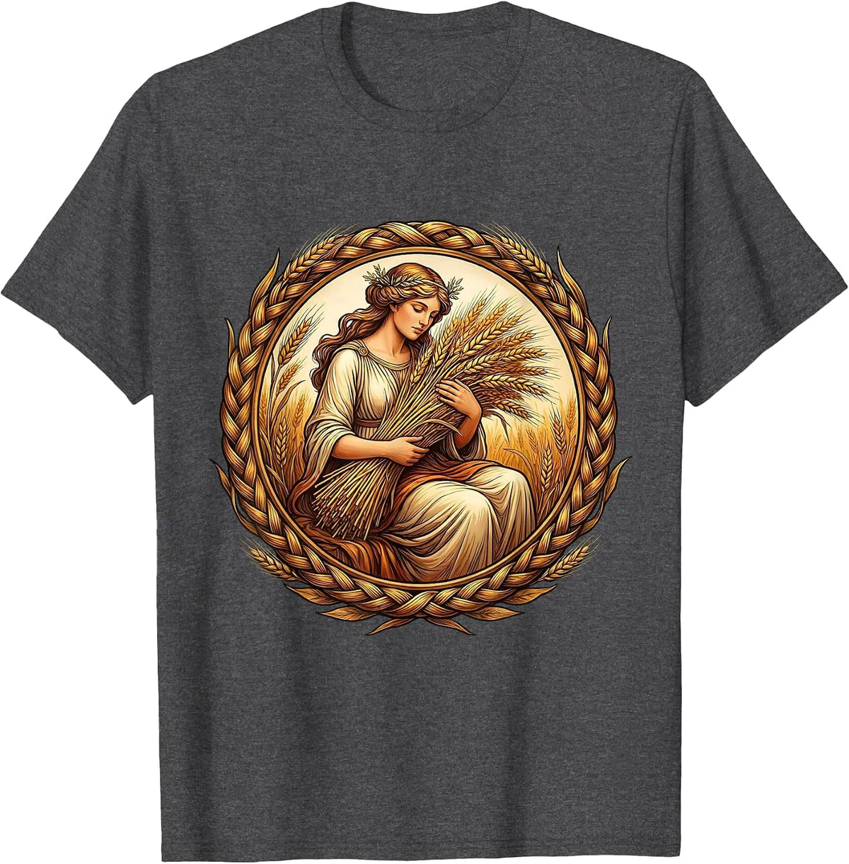 Virgo Maiden Wheat Bundle Zodiac Astrology Design T-Shirt - Dark Heather Grey