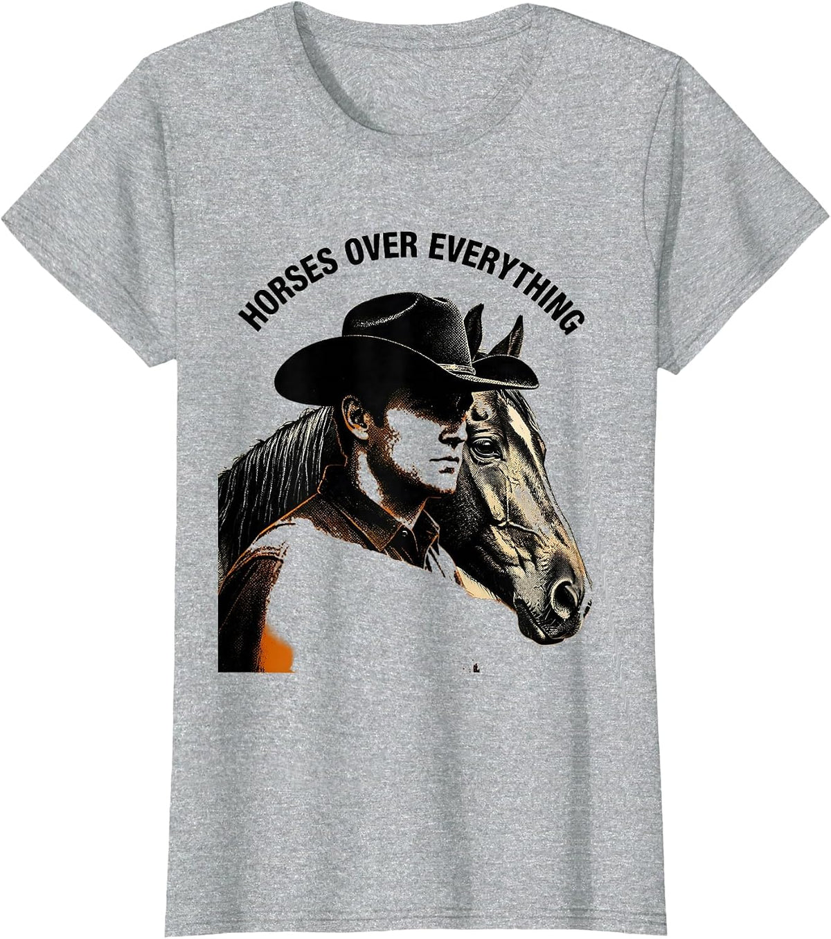 Horses Over Everything Cowboy Design T-Shirt - Heather Grey