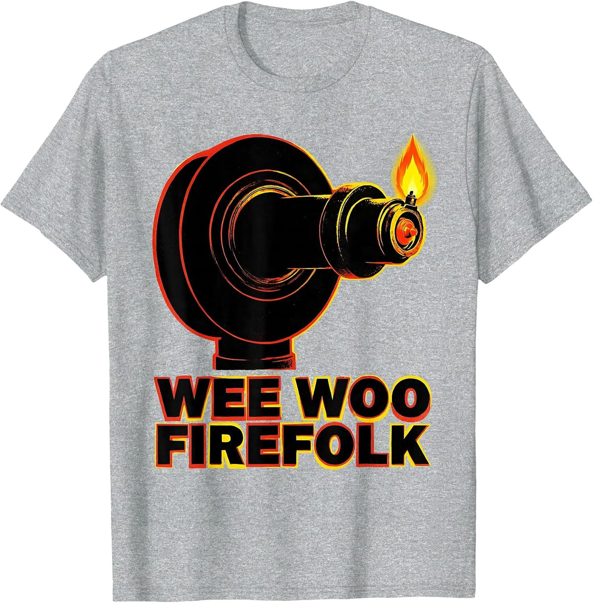 Men's Wee Woo Firefolk Funny Firefighter Fire Department Pride T-Shirt - Heather Grey