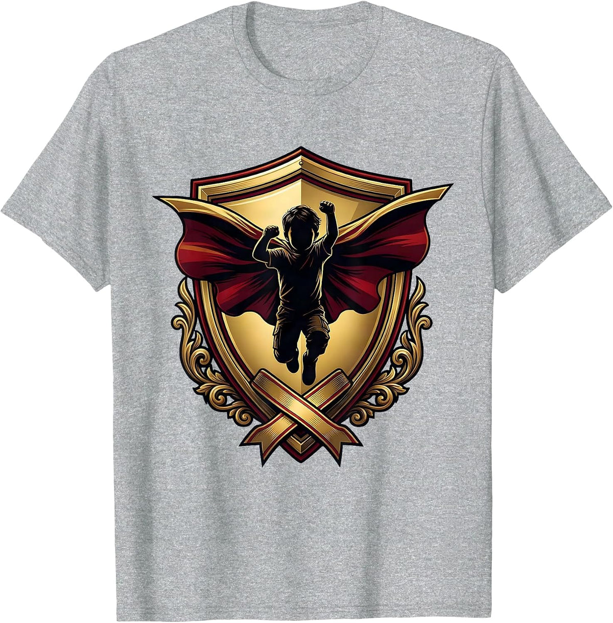 Men's Down Syndrome Awareness Superhero Child Cape T-Shirt - Heather Grey