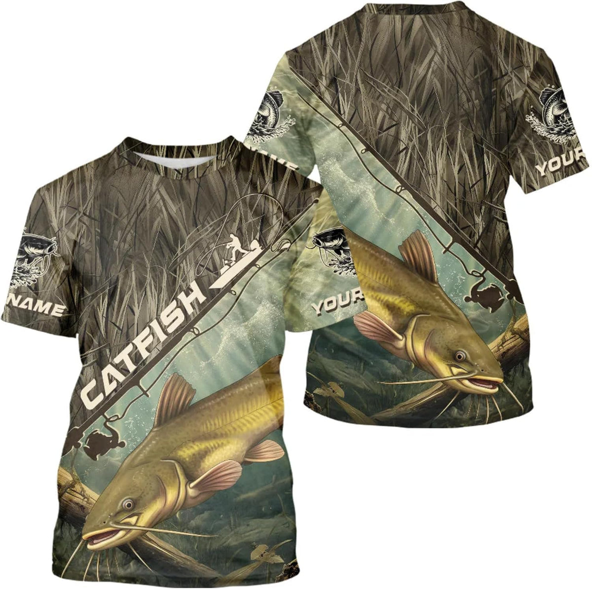 Catfish Fishing Customize Name 3D All Over Printed T-Shirts for Men, Personalized Catfish Fishing Gifts - Style 5