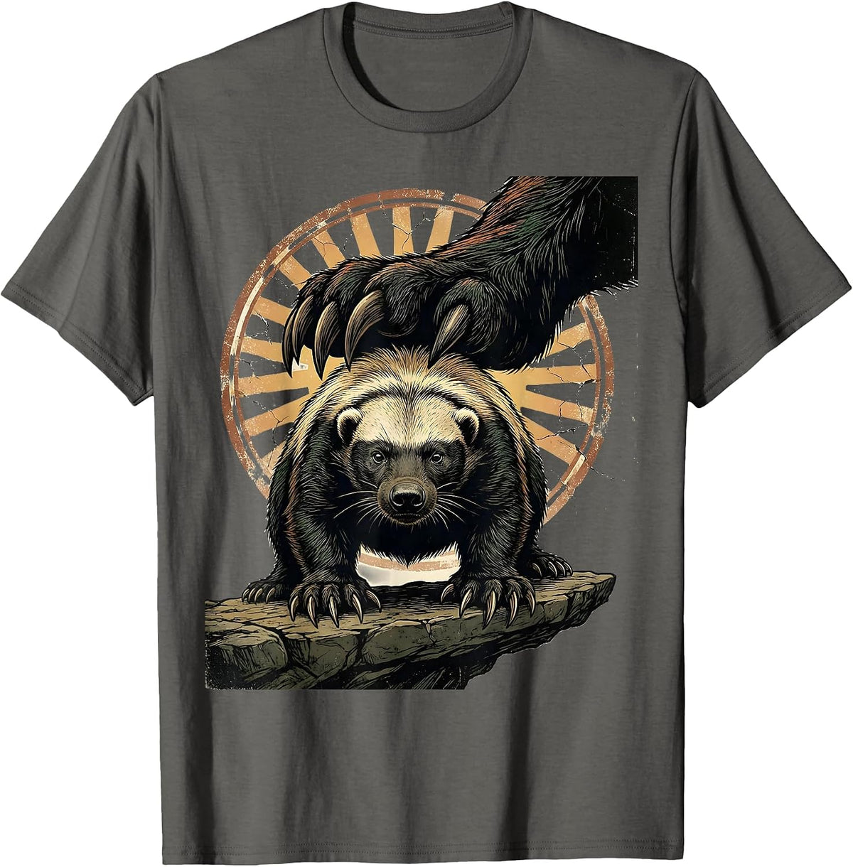 Honey Badger Vintage Animal Humor Meme Lover T-Shirt - Asphalt Grey