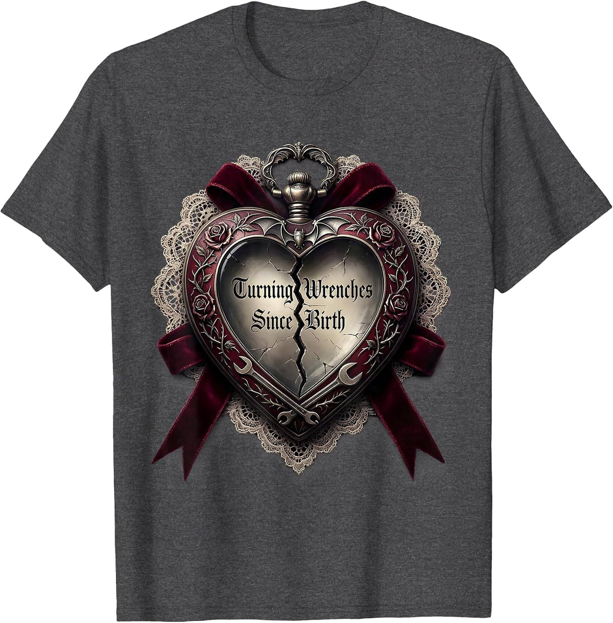 Men's Turning Wrenches Since Birth Mechanic Design T-Shirt - Dark Heather Grey