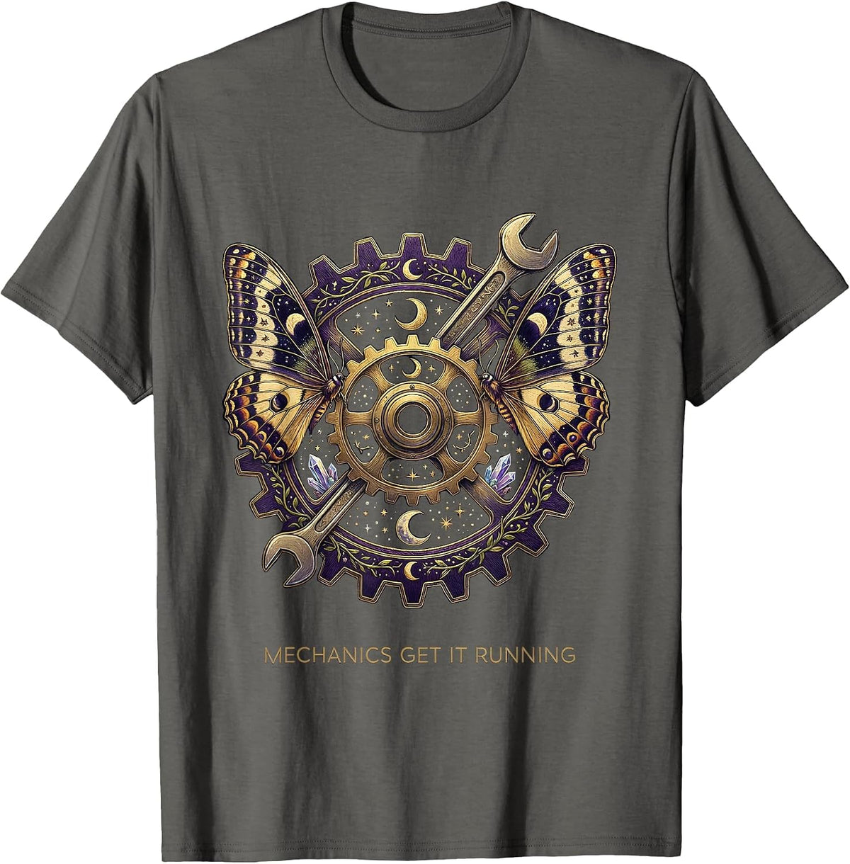 Mechanics Get It Running Garage Design T-Shirt - Asphalt Grey