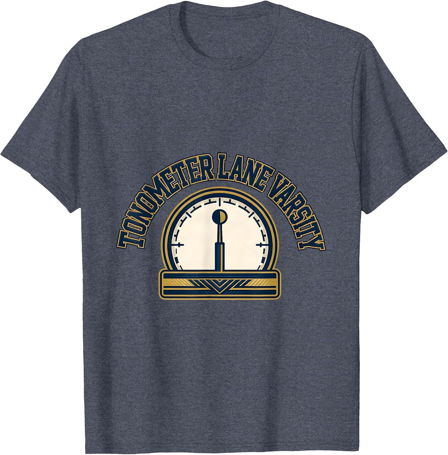 Tonometer Lane Varsity Sports Optometrist Eye Doctor Holiday T-Shirt - Heather Blue