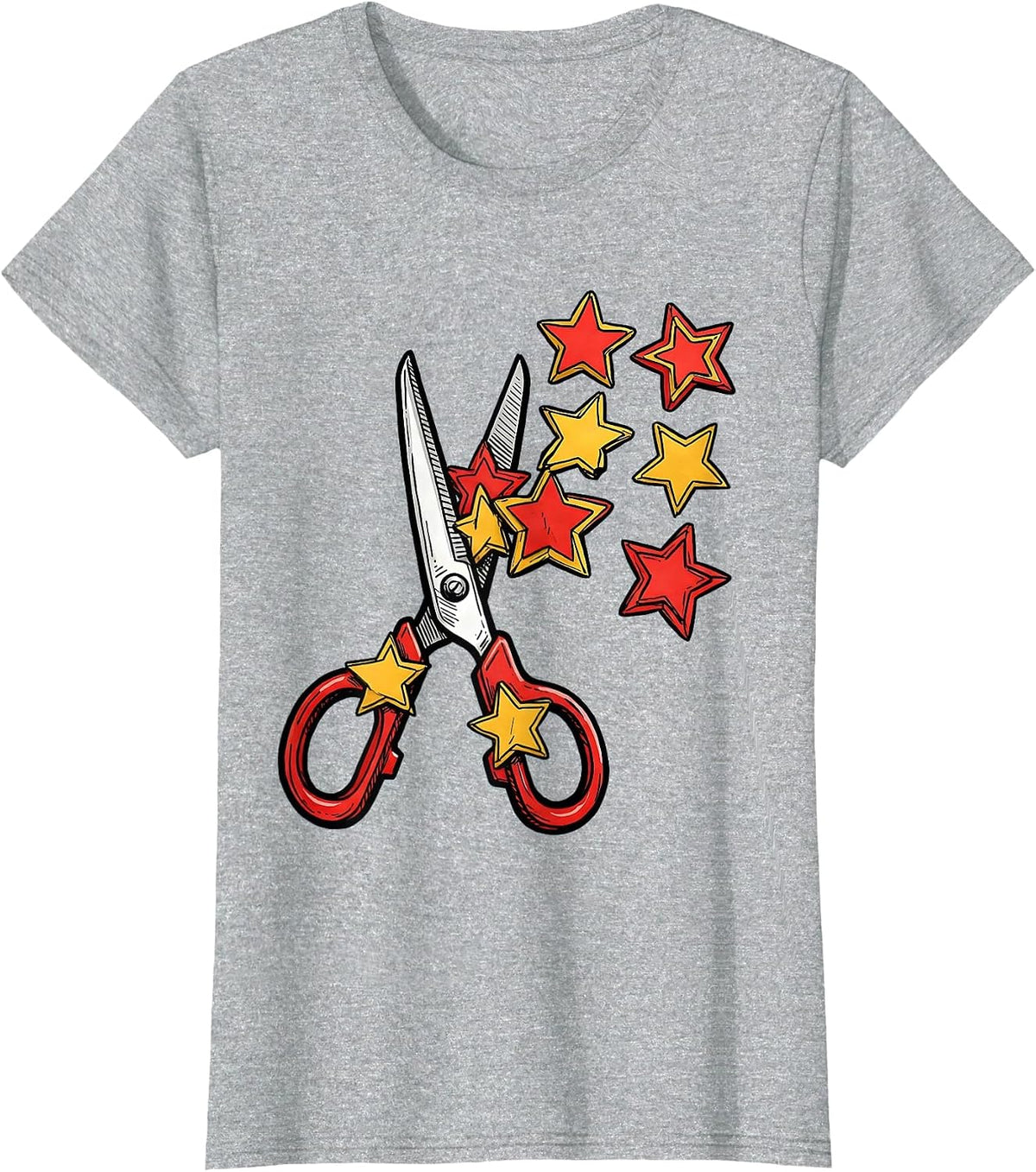 4th Grade Teacher Scissors Star Chain Graphic T-Shirt - Heather Grey
