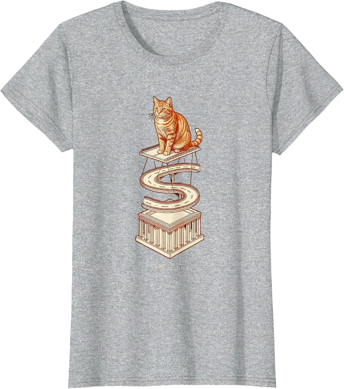 The City Exploded Technical Cat Golden Gate Bridge Souvenir T-Shirt - Heather Grey
