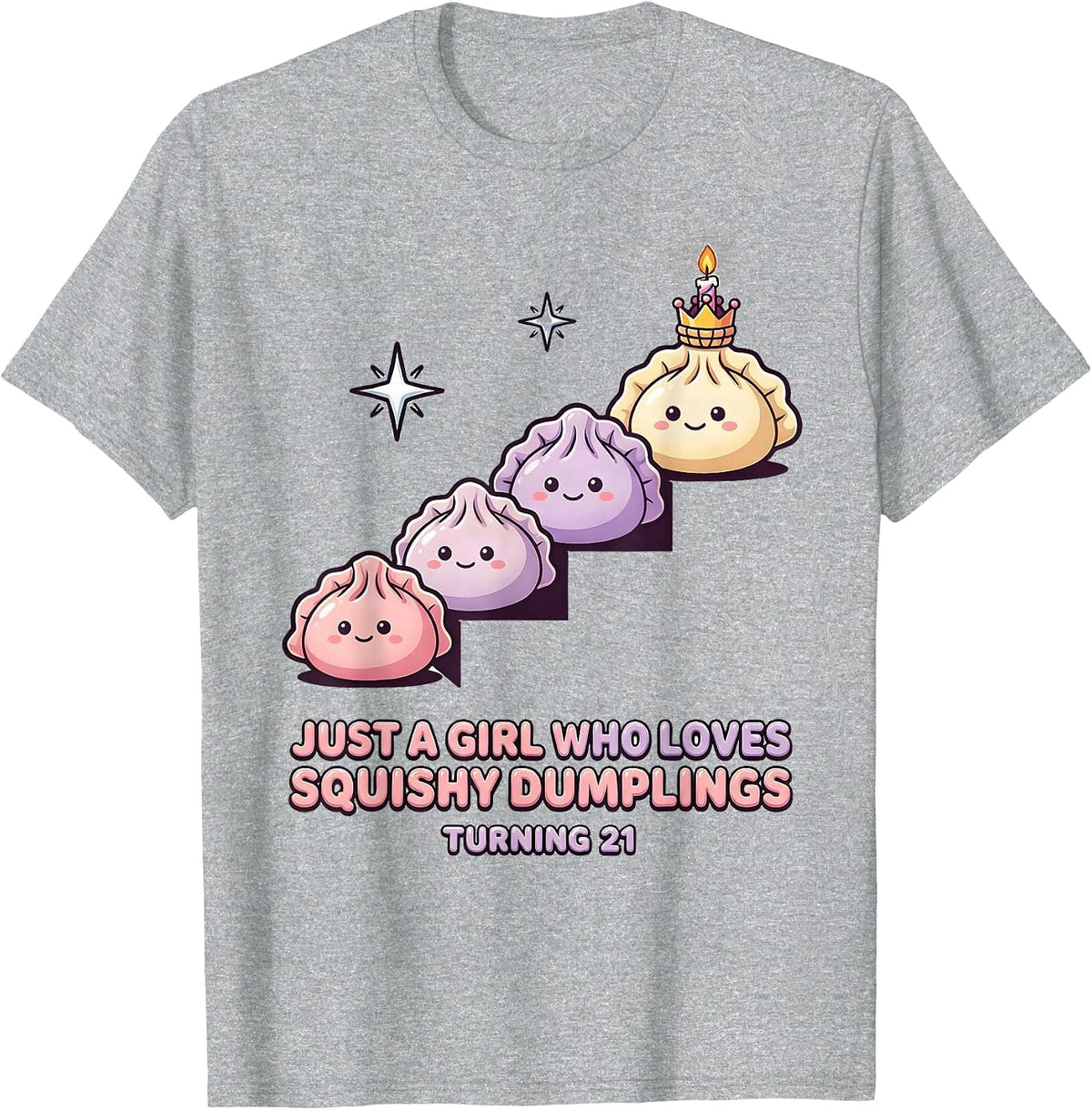 Men's Just A Girl Who Loves Squishy Dumplings, Turning 21 Kawaii T-Shirt - Heather Grey