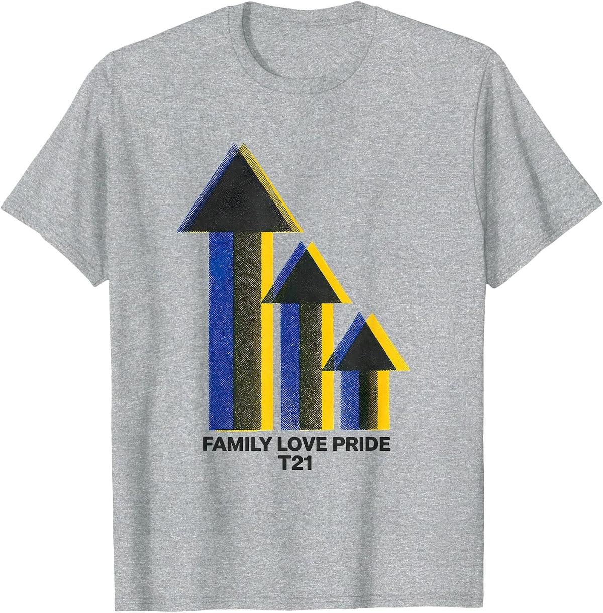 Men's Family Love Pride T21 Risograph Down Syndrome Awareness T-Shirt - Heather Grey