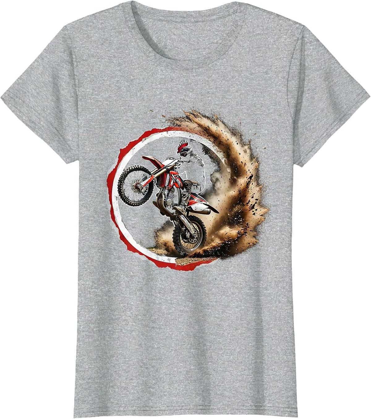 Gen X Dirt Bike Rooster Tail Dust Rider Graphic T-Shirt - Heather Grey