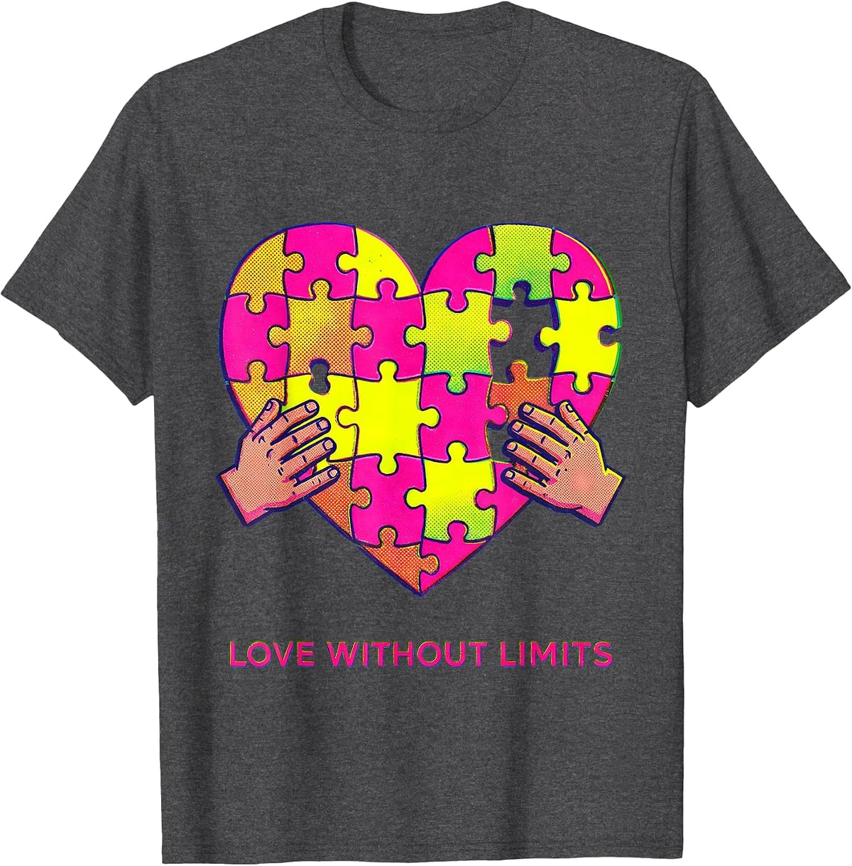 Men's Down Syndrome Awareness Love Without Limits Design T-Shirt - Dark Heather Grey