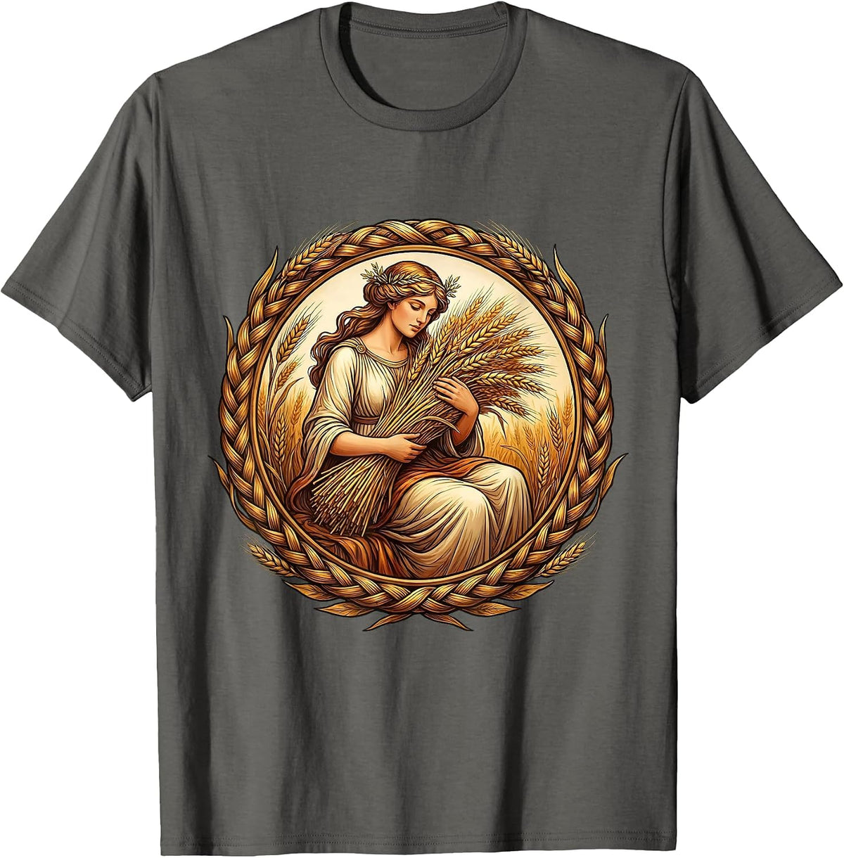 Virgo Maiden Wheat Bundle Zodiac Astrology Design T-Shirt - Asphalt Grey