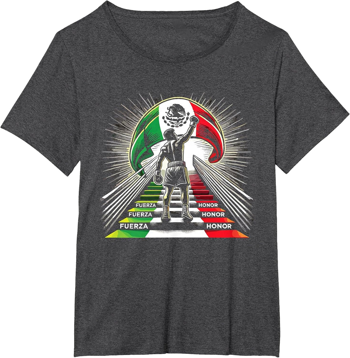 Mexican Boxing Fuerza Honor Spirit T-Shirt - Dark Heather Grey