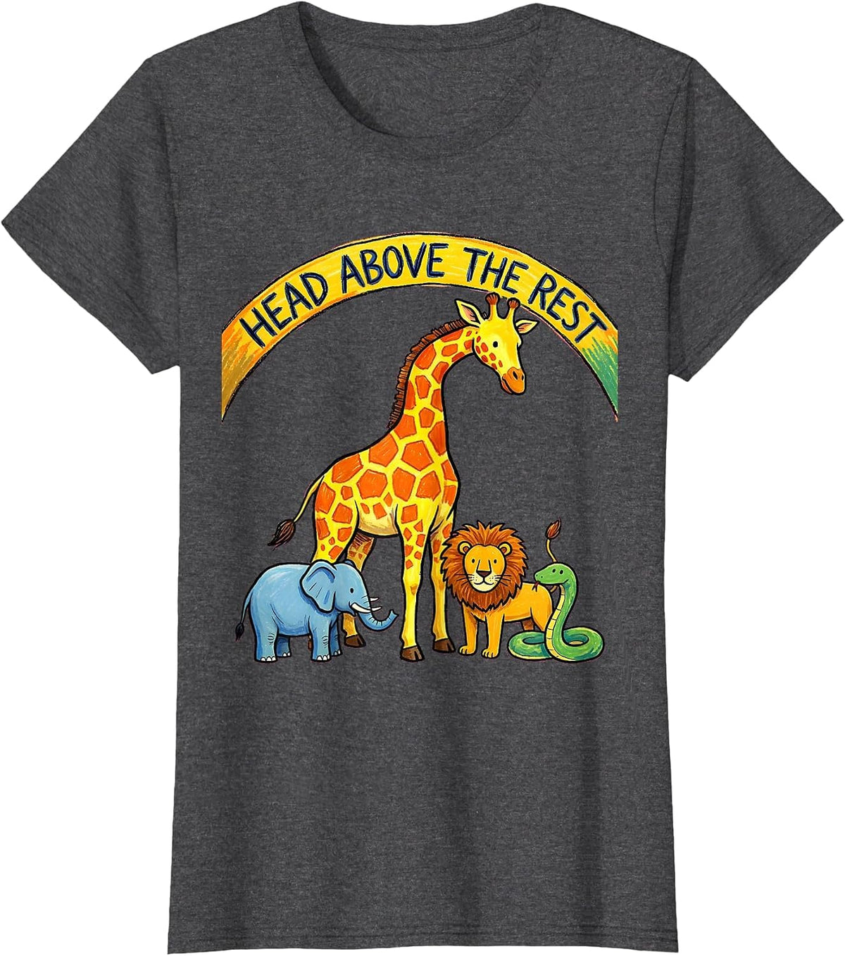 Women's Head Above the Rest Giraffe Design T-Shirt - Dark Heather Grey