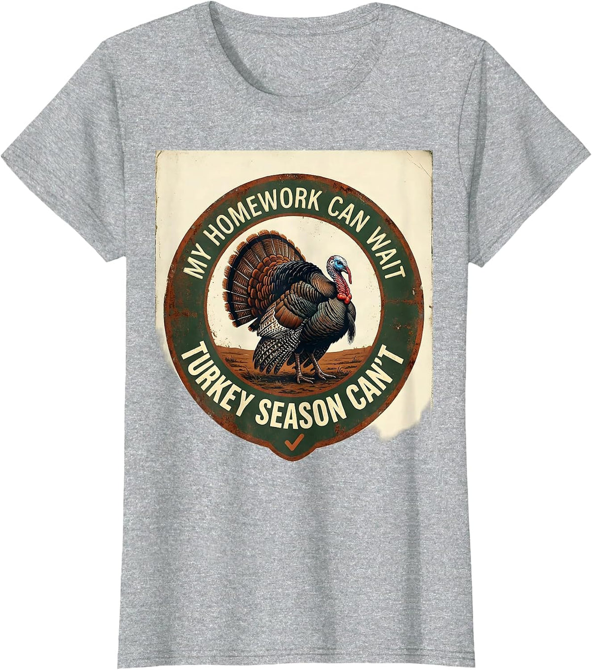 Women's My Homework Can Wait Turkey Season Can't Vintage T-Shirt - Heather Grey