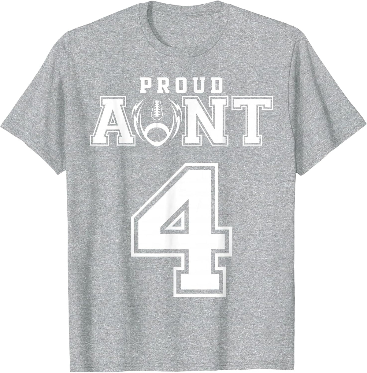 Custom Proud Football Aunt Number 4 Personalized for Women T-Shirt - Heather Grey