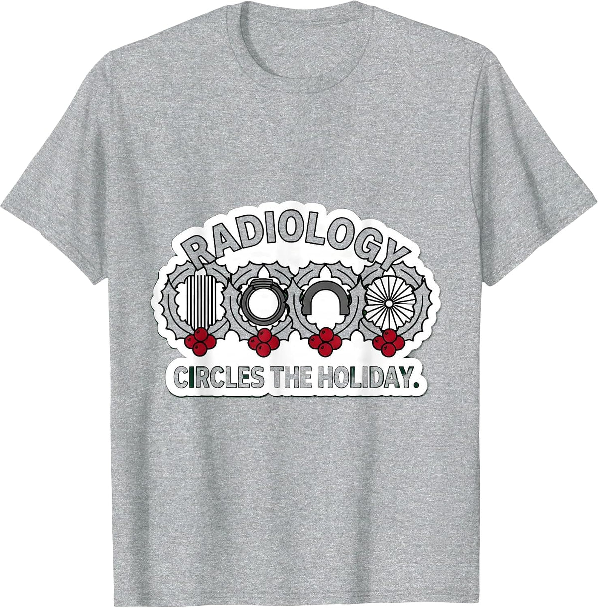 Men's Radiology Circles The Holiday Funny Xray Tech Christmas T-Shirt - Heather Grey