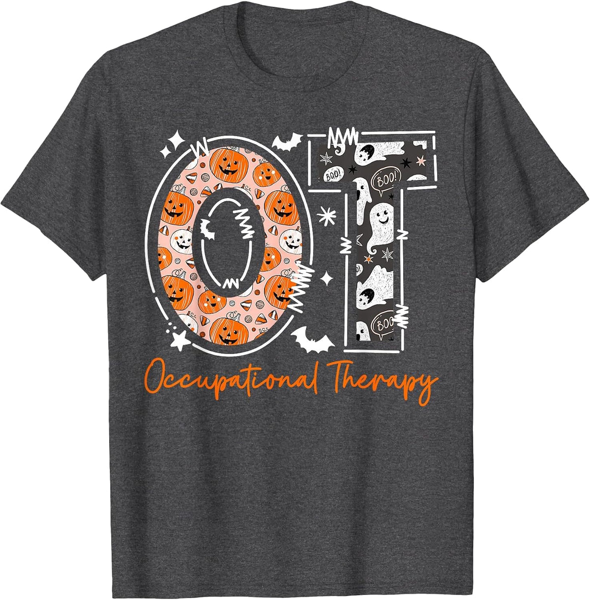 Spooky Occupational Therapy Therapist Halloween Funny OTA OT T-Shirt - Dark Heather Grey