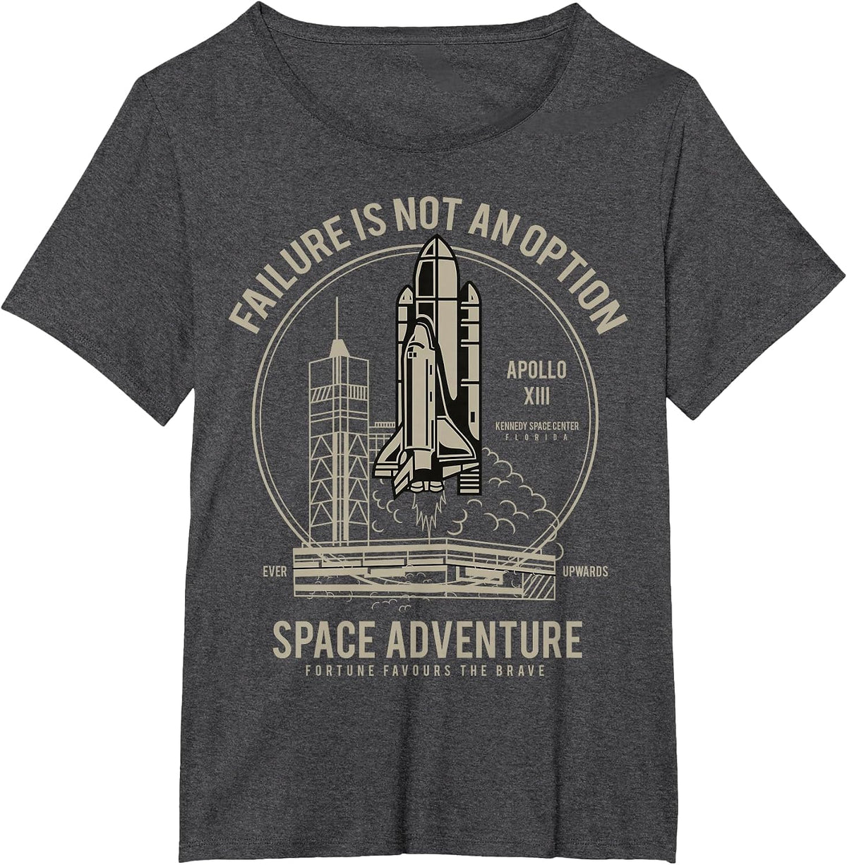 Space Shuttle Launch Galaxy Tee T-Shirt - Dark Heather Grey