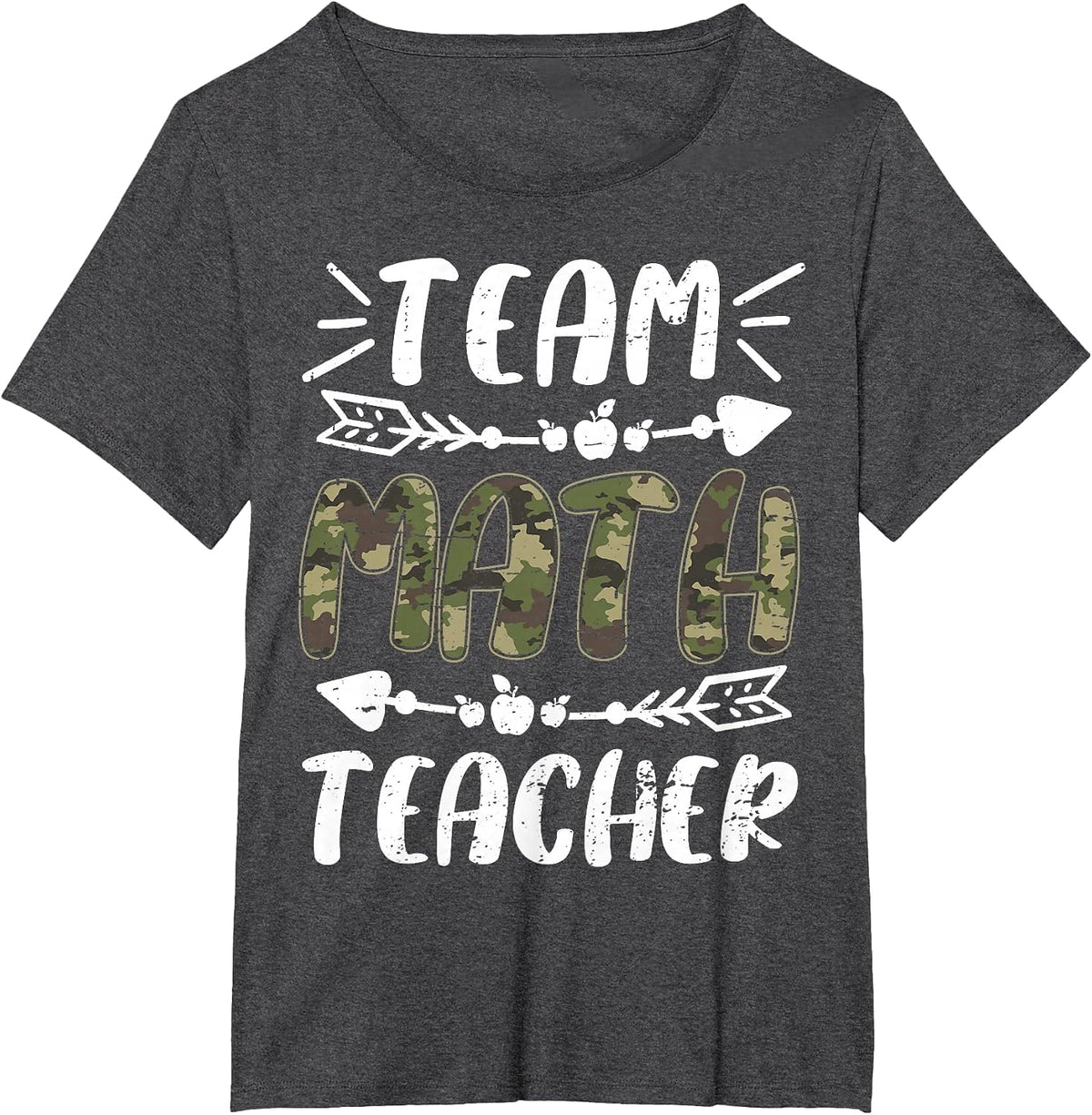 Funny Team Math Teacher Camo Teacher Student Back to School T-Shirt - Dark Heather Grey