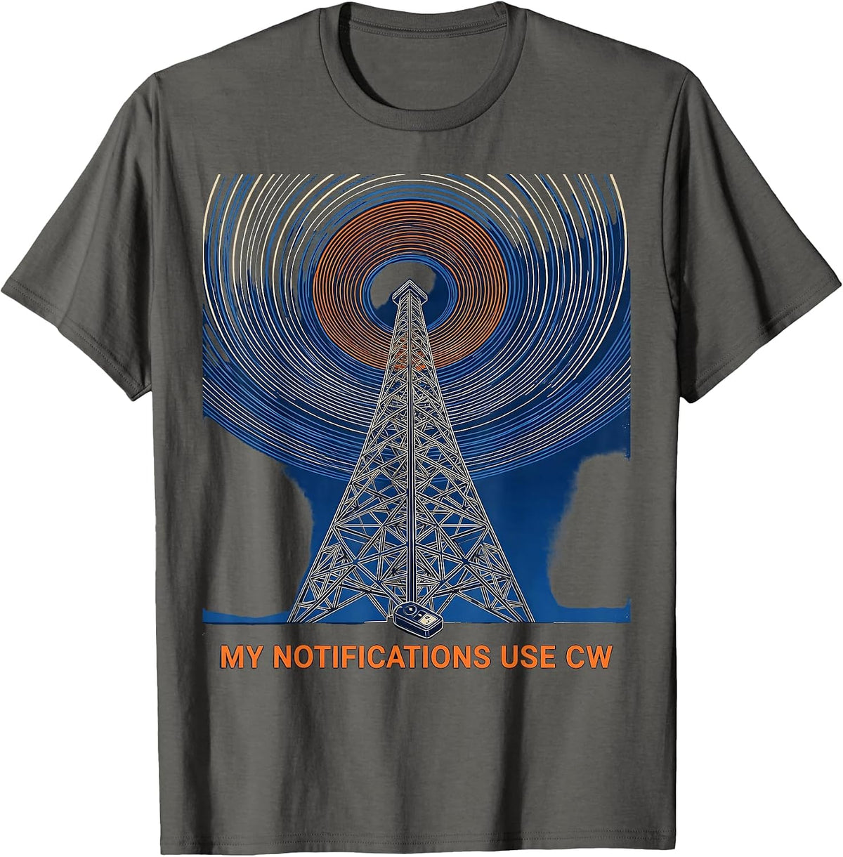 Men's My Notifications Use CW Retro Futurist Ham Radio Operator T-Shirt - Asphalt Grey