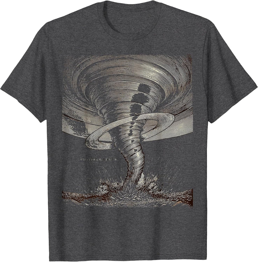 Men's Just A Storm-Watching Kid Funny Tornado Storm Chaser T-Shirt - Dark Heather Grey