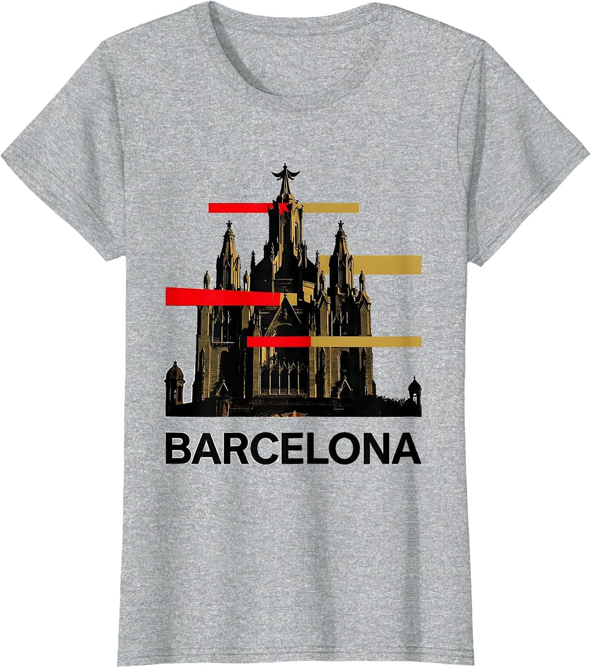 Barcelona New Wave Typography Spanish Heritage Souvenir T-Shirt - Heather Grey