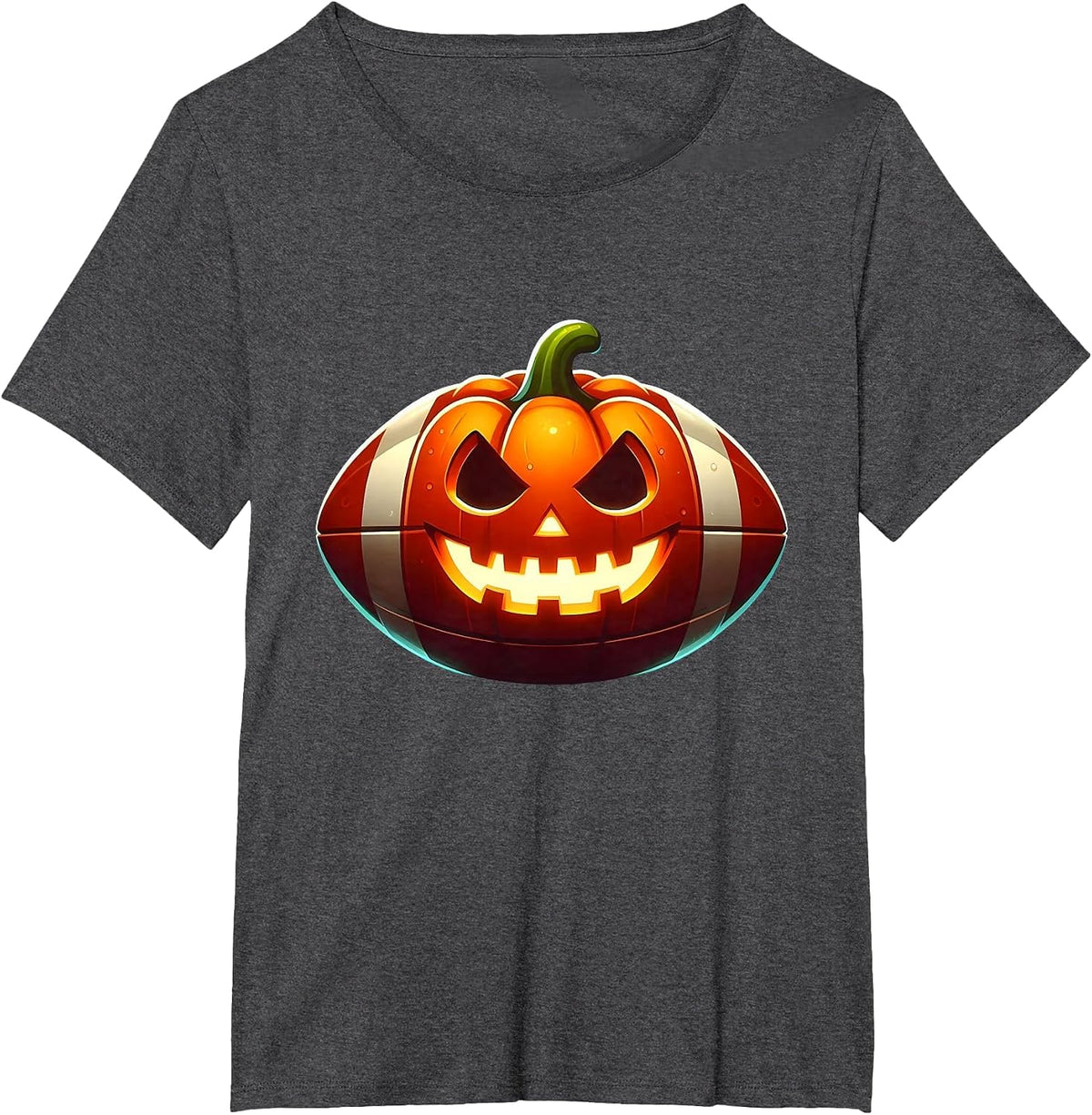 Football Halloween Pumpkin Scary Football Player Costume T-Shirt - Dark Heather Grey