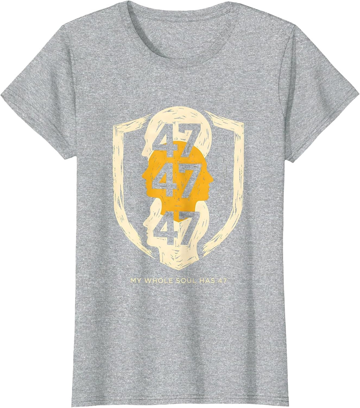 Women's My Whole Soul Has 47 Linocut Down Syndrome Awareness Homie T-Shirt - Heather Grey
